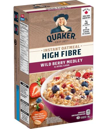 Quaker High Fibre Wild Berry Medley Instant Oatmeal 8 Packets 304g High Fibre Wild Berry Medley 304 g (Pack of 1) - Buy Online on GoSupps.com