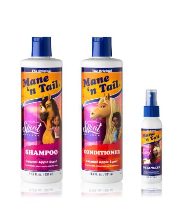 Mane 'n Tail Spirit Untamed Shampoo + Conditioner 11.02 Oz + Detangler 3.4Oz For Kids Caramel Apple Scent Gentle  Mild For Everyday Use Coconut Oil Softness - Buy Online on GoSupps.com