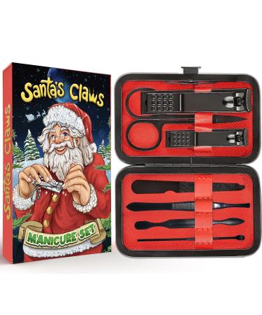 Manicure Set 8 In 1 - Christmas Stocking Stuffers for Men Christmas Gifts Box Womens Stocking Stuffers Girls Boys Mom Dad Gift for Him Her Nail Clipper Kit Santa's Claws