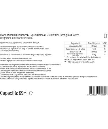  Trace Minerals Trace Minerals Research Ionic Calcium 200mg Calcium 60ml Lab Tested Gluten Free Soy Free Vegetarian - Buy Online on GoSupps.com