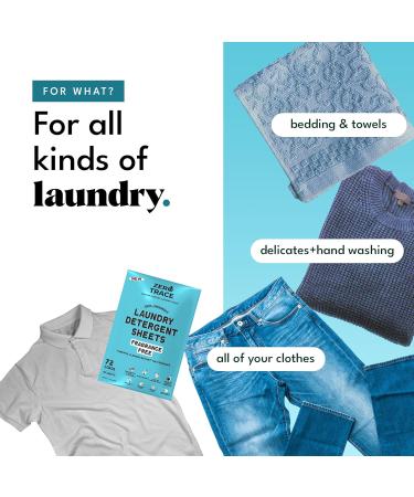 Zero Trace All Natural Laundry Detergent Sheets - Eco Friendly Fragrance Free 72 Count for Sustainable Cleaning - Buy Online on GoSupps.com