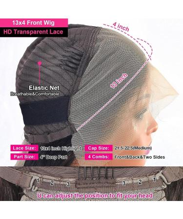 Burgundy Highlight Ombre Lace Front Wig 200% Density 12A Red and Black Human Hair 20 Inch - Buy Online on GoSupps.com