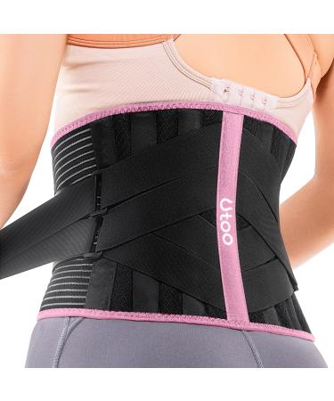 Utoo Back Brace for Lower Back Pain with 7 Stays  Breathable Lumbar Support Belt for Herniated Disc Sciatica Scoliosis with Removable Lumbar Pad  Back Support Belt for Heavy Lifting Work - M Pink Medium Pink