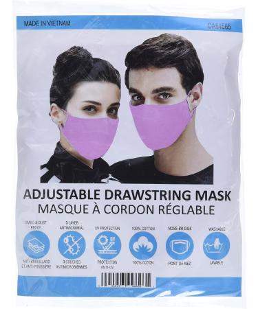 Aurora 3-Ply Reusable antimicrobial Cotton Face Mask W/Adjustable Drawstrings 1 count - Buy Online on GoSupps.com