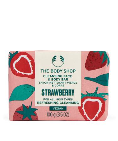 The Body Shop Strawberry Cleansing Face & Body Bar   Cleanses and Recharges Skin   Vegan   3.5oz