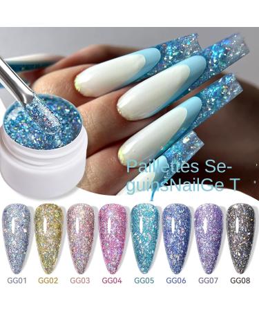 Gel Paillet - Gel Iridescent Kit de 8 Couleurs Paillet es pour Soin des Ongles Cr ation Manucure P dicure Femmes - Buy Online on GoSupps.com