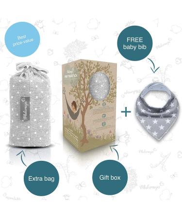 Makimaja - 100% Cotton Baby Wrap Carrier - Light Grey with Stars - Shoulder Strap for Newborns and Babies Up to 15 Kg - Includes Storage Bag and Bib - Buy Online on GoSupps.com