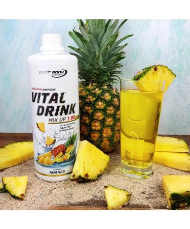 Best Body Nutrition Vital Drink Zerop - Pineapple Flavor Sugar-Free Beverage Concentrate - 1L (Makes 80 Liters) - Premium Syrup for Health and Hydration - Buy Online on GoSupps.com