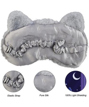 Mezeic Sleep Mask Cute Design for Sleeping Cartoon Soft Plush Blindfold Funny Animal Eye Cover for Kids Girls Teens Women and Adult Eye Shade (Grey Cat) F/Grey Cat - Buy Online on GoSupps.com