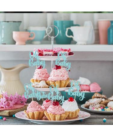 Gyufise 36Pcs Oh Baby Cupcake Toppers Glitter Baby Shower Cupcake Picks Oh Baby Cake Pick for Baby Shower Kids Boys Girls Birthday Party Cake Decorations Supplies Light Blue - Buy Online on GoSupps.com