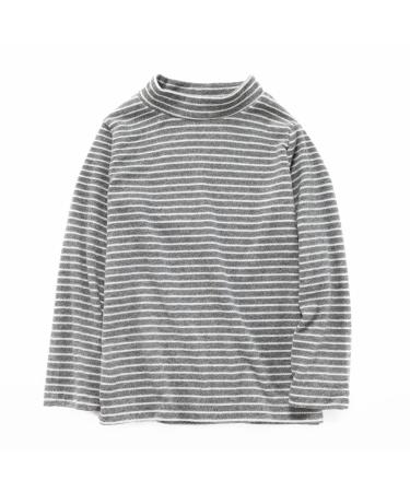 Little Boys Girls Kids Stripe Long Sleeve T-Shirt babys Thermal Tops Long Sleeve Tee 6-7 Grey