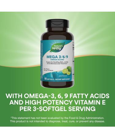 Nature s Way Mega 3/6/9 Omega Blend Supports Healthy Skin Joints Cardiovascular Function* Fish Flax Borage Oil 90 Lime Flavored Softgels (Packaging May Vary) Pleasant Lime Flavor 90 Count (Pack of 1) - Buy Online on GoSupps.com