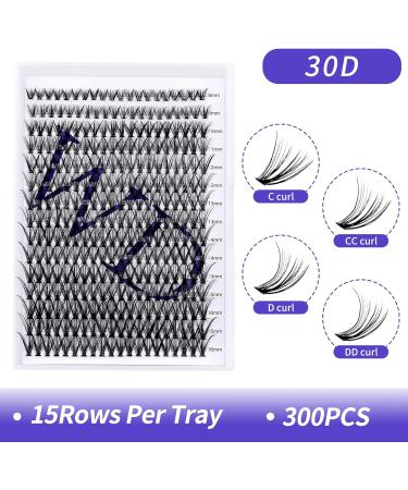 300PCS CC Curl 30D 0.07mm Cluster Lashes Extension | 8-16mm Mixed Individual Eyelash Clusters | DIY Eyelash Extensions at Home - Buy Online on GoSupps.com