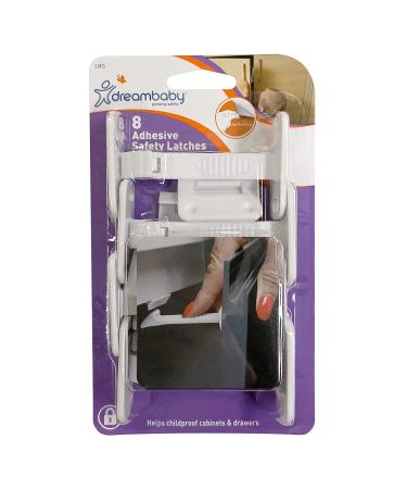 Dreambaby Adhesive Safety Latches - White 8 Pack | Childproof Drawers & Cabinets - Buy Online on GoSupps.com
