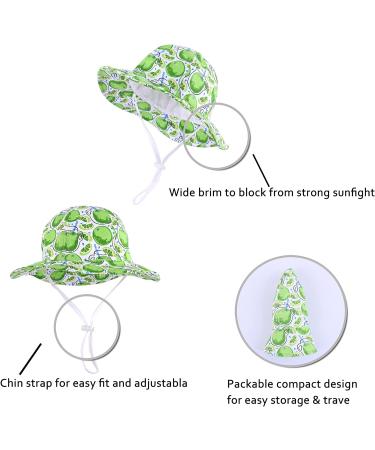 LANGZHEN Baby Girls Sun Protection Beach Hat Adjustable Wide Brim with Chin Strap - White Apple (2-4 Years) - Buy Online on GoSupps.com