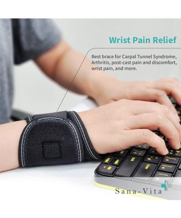 Sana-Vita Adjustable Wrist Compression Strap & Brace for Fitness Tendonitis Carpal Tunnel Relief - Black One Size - Buy Online on GoSupps.com
