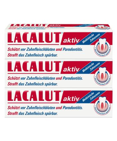 Lacalut active toothpaste 100ml toothpaste immediately noticeable tightening and consolidation of the gums effective dental care & gum care 3 x 100ml