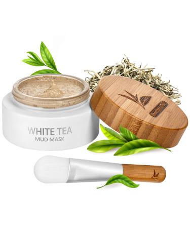 White Tea Mud Mask - 100 ml, Antioxidant Facial Treatment, Smoothes Fine Lines, Wrinkles, Deep Cleanse, Detoxifies Face, Reduce Acne, Skin Moisturizing, Removes Blackheads, Pore Minimizer, Younger Looking Skin