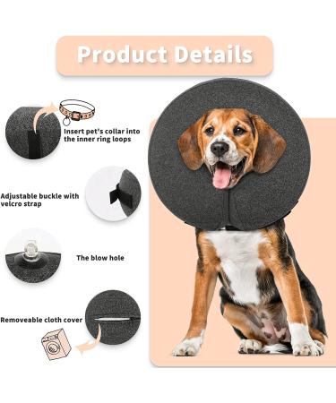 WONDAY Inflatable Dog Cone XL - Adjustable Recovery Collar for Post-Surgery Healing - Soft & Comfy Protective Collar for Wound Recovery - Prevent Biting & Scratching - Grey - Buy Online on GoSupps.com