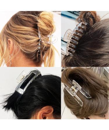 Kitiin Clear Hair Claw Clips - 3 Pack Transparent Hair Clips for Thick/Fine/Thin Hair - Strong Holding Teeth Interlocking - Large Jaw Clips for Women - Buy Online on GoSupps.com