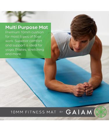 Gaiam Extra-Thick Yoga Fitness Mat - Non-Slip Texture, Easy Carry Strap - Black - Buy Online on GoSupps.com