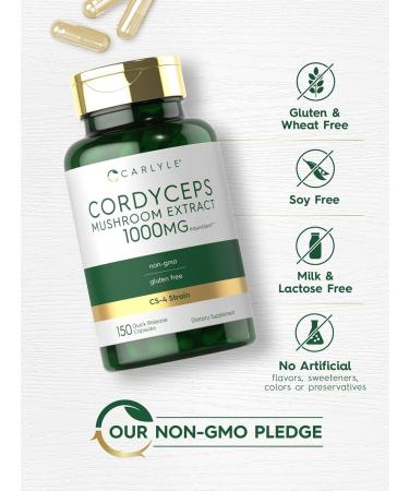 Carlyle Cordyceps Mushroom Capsules | 150 Count | CS-4 Strain Mushroom Extract | Non-GMO and Gluten Free - Buy Online on GoSupps.com