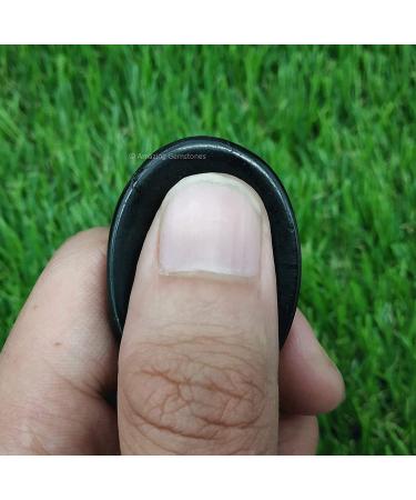 Black Tourmaline Thumb Worry Crystal Healing Stone for Anxiety Relief - Oval Cabochon Pocket Palm Stone - Buy Online on GoSupps.com