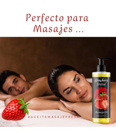 Organic Strawberry Sensual Massage Oil - 200ml Edible Premium Oil for Body Massages & Kissing - Perfect for Enjoyable Intimacy - Buy Online on GoSupps.com