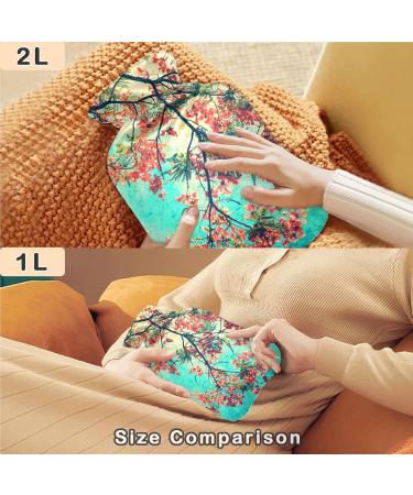 Naanle Orange Peacock Flowers Hot Water Bottle with Lid | 2L Heat Bottle for Back Pain Relief & Cold Therapy - International Shipping Available - Buy Online on GoSupps.com