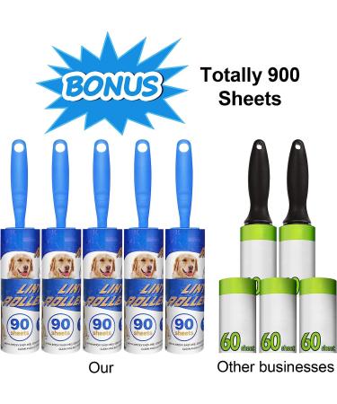 Pet Hair Lint Roller Set - 900 Extra Sticky Sheets, 5 Handles, 10 Refills - Portable Travel Size for Clothes, Furniture, Dog & Cat Hair Removal - Buy Online on GoSupps.com