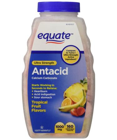 Equate Antacid Tablets Ultra Strength Tropical Fruit Flavors Chewable Tablets 1000 mg 160 Count