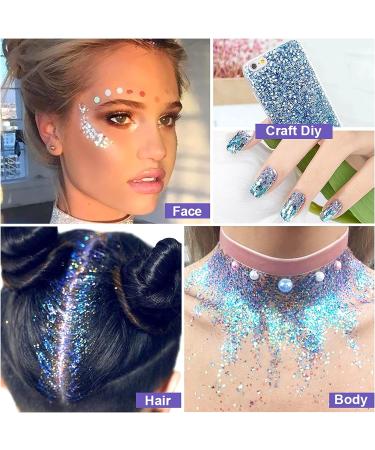 6 Colors Glitter Gel Set for Eyes, Hair, Nails - Sparkling Mermaid Holographic Sequins - Festival & Halloween Makeup Kit - Buy Online on GoSupps.com