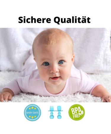 Buy BPA-Free Baby Esslern Cutlery Set | Soft Baby Spoon & Fork - Ergonomic & Dishwasher Safe Biting Toys (Blue) - Buy Online on GoSupps.com
