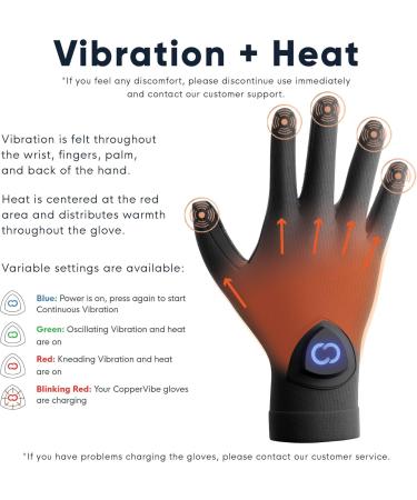 Copper Compression CopperVibe Heated Therapy Gloves for Arthritis & Pain Relief - Vibration & Heat Massage for Men & Women - Buy Online on GoSupps.com