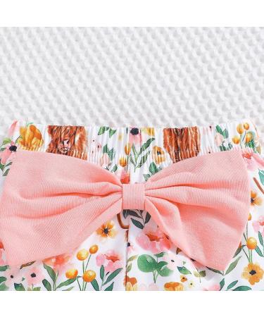 UUAISSO Baby Girls Cow Print Ruffled Long Sleeve Tops & Pants Set | 6-9 Months | Pink Floral | Infant Clothing Outfit - Buy Online on GoSupps.com