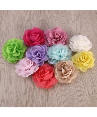 Frcolor 20pcs 3D Rose Flower Hair Clip Set - Chiffon Rose Clips for Women and Girls - Buy Online on GoSupps.com