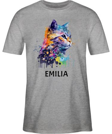 Personalized Cat Lover T-Shirt for Men - Gift with Name by Shirtracer - Grey Mottled Design - Buy Online on GoSupps.com