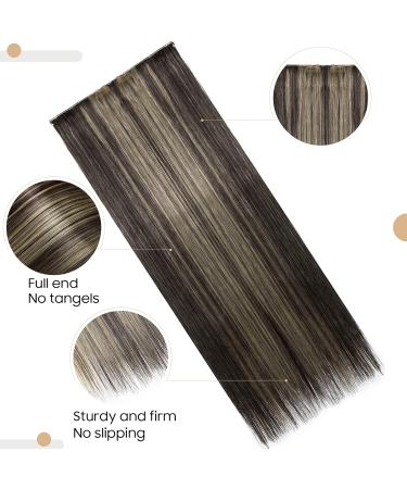 26 Half Full Head One Piece Clip in Hair Extensions Dark Brown & Ash Blonde - 26 Inch - Buy Online on GoSupps.com