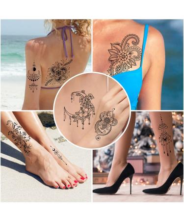 Cerlaza Temporary Tattoos for Women - 66 Sheets Henna Flower Designs | Waterproof, Long Lasting Semi Permanent Fake Tattoos - Buy Online on GoSupps.com
