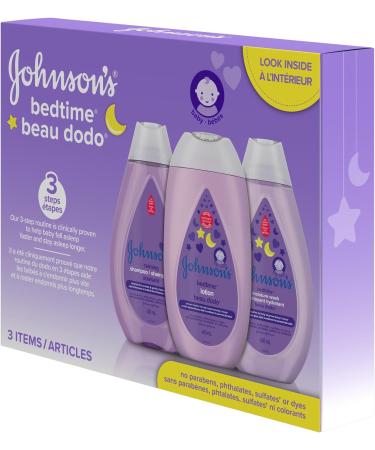 Johnson's Baby Bedtime Gift Set 3 count Moisturizing Lotion and Cream for Dry Skin Baby Wash Baby Shampoo (3 X 400ml) Bed Time - Buy Online on GoSupps.com