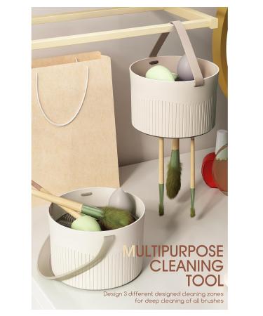 3 in 1 Makeup Brush Cleaner Bowl Rack - Silicone Cleaning Tool & Drying Holder Mat for Organized Makeup Brush Storage (White - Buy Online on GoSupps.com