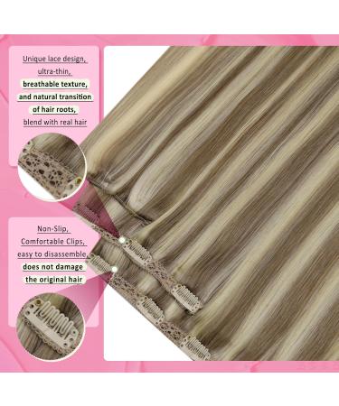 Youngsee 40 cm Clip In Extensions - Real Remy Hair Light Brown & Blonde 120g (7 Pieces) - Buy Online on GoSupps.com