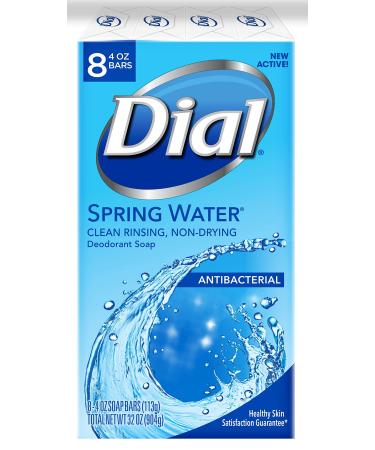 Dial Antibacterial Bar Soap  Refresh & Renew  Spring Water  4 oz  8 Bars - Buy Online on GoSupps.com