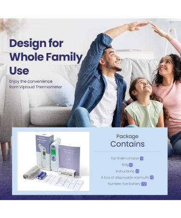 Buy Digital Ear Thermometer for Kids & Adults | High Accuracy Fast 1s Results 3-Color Coded 30 Memory Recall & 21 Disposable Probe Covers - Buy Online on GoSupps.com