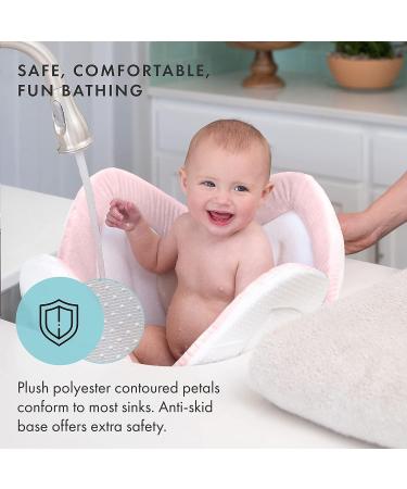 Blooming Bath Lotus - Plush Minky Baby Sink Cushion | Original Washer-Safe Flower Seat for Newborns in Pink/White/Gray - Buy Online on GoSupps.com