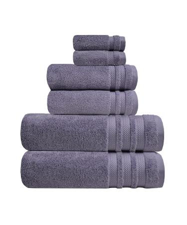 TRIDENT NectorSoft, Extra Large, 100% Cotton, Zero Twist, Towels, Super Soft, Extra Absorbent (Purple Ash, 6 Piece Set) Purple Ash 6 Piece Set