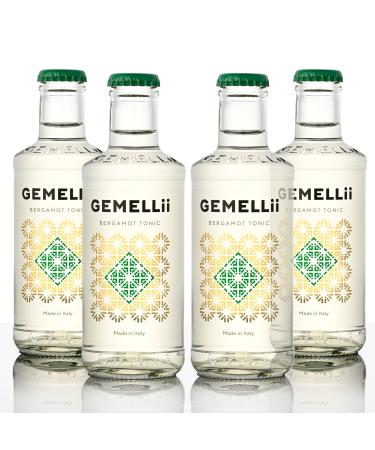 Gemellii Tonic Water with Bergamot from Calabria 4x 200ml bottles natural ingredients sweetened with agave syrup made in Italy 200 ml (4 Pack)