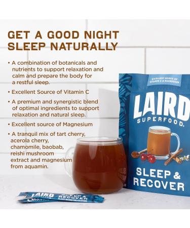 Laird Superfood Sleep & Recover Bedtime Powdered Drink Mix Calming Supplement to Support Relaxation and Sleep with Tart Cherry and Chamomile 0.3 Oz Packet Pack of 10 - Buy Online on GoSupps.com