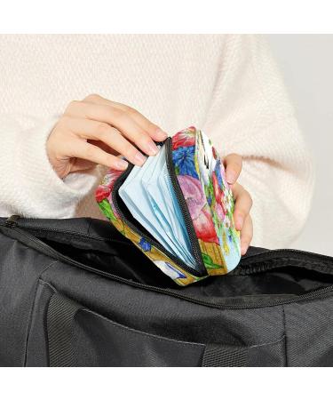 Period Bag Sanitary Napkin Storage Pouch | Travel Makeup Bag with Welcome Butterfly Flowers Birds Design - Buy Online on GoSupps.com