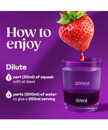 Ribena Strawberry Squash 850ml - Real Fruit, Rich in Vitamin C | No Added Sugar | No Artificial Colours or Flavours | Eco-Friendly 100% Recycled Bottle - Buy Online on GoSupps.com